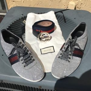 Gucci Glitter Web sneaker with studs